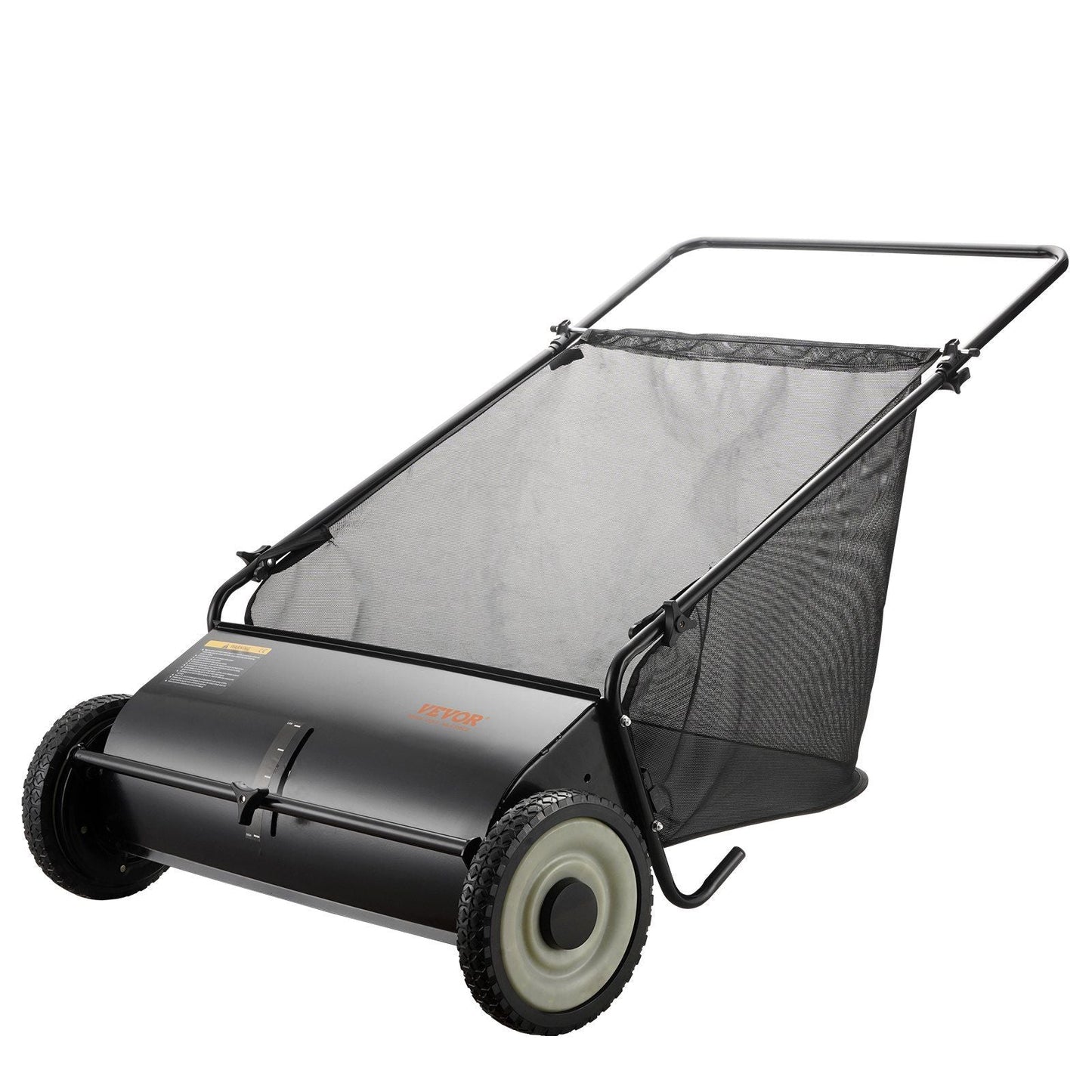 Push Lawn Sweeper, 26-inch Leaf & Grass Collector, Strong Rubber Wheels & Heavy Duty Thickened Steel, Durable to Use with Large Capacity 7 cu. ft. Mesh Collection Hopper Bag, 4 Spinning Brushes - Renee Lane Company