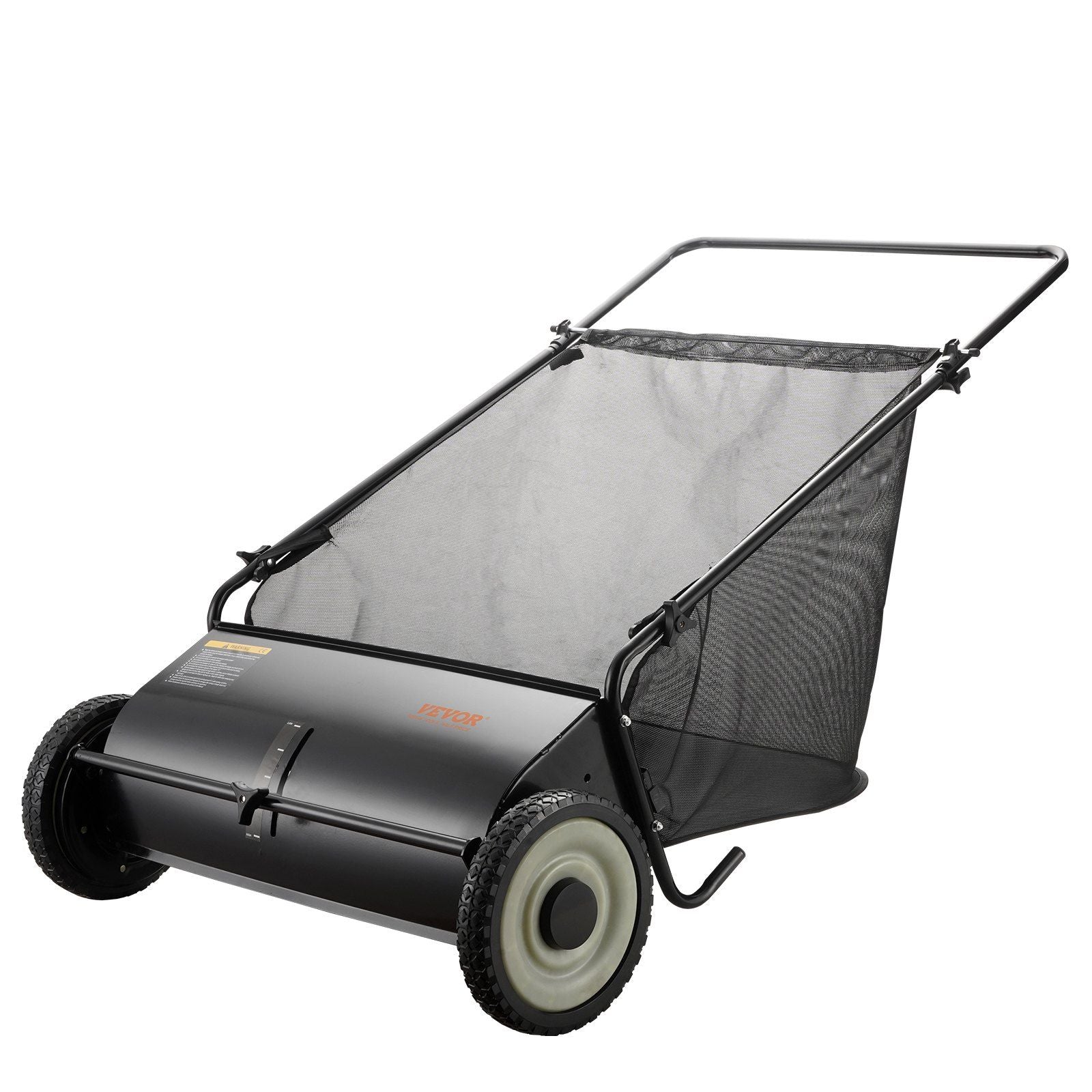 Push Lawn Sweeper, 26-inch Leaf & Grass Collector, Strong Rubber Wheels & Heavy Duty Thickened Steel, Durable to Use with Large Capacity 7 cu. ft. Mesh Collection Hopper Bag, 4 Spinning Brushes - Renee Lane Company