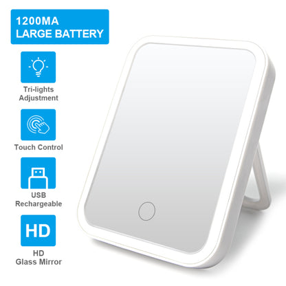 White makeup mirror with LED tri-light and touch control with rechargeable USB