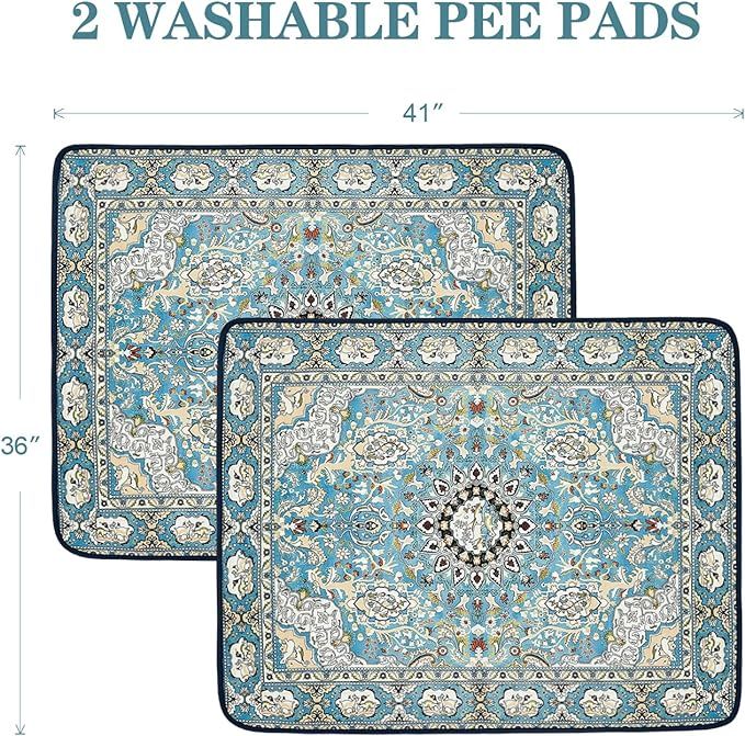 Qeils Washable Pee Pads for Dogs, 2 Pack Reusable Puppy Pads 36"x41" Super Absorbent Leakproof Dog Training Pads, Non-Slip Potty Pads for Floor, Crate, Couch, Whelping Pads Litter Mat Pet Supplies - Renee Lane Company