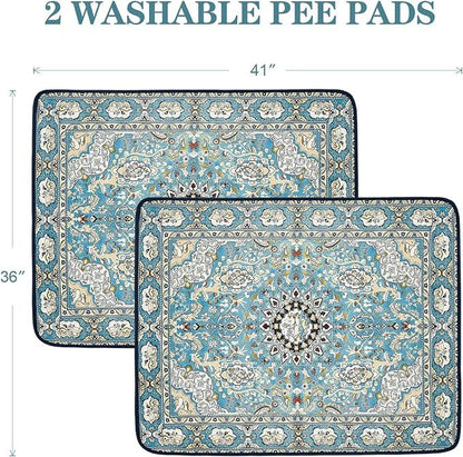 Qeils Washable Pee Pads for Dogs, 2 Pack Reusable Puppy Pads 36"x41" Super Absorbent Leakproof Dog Training Pads, Non-Slip Potty Pads for Floor, Crate, Couch, Whelping Pads Litter Mat Pet Supplies - Renee Lane Company