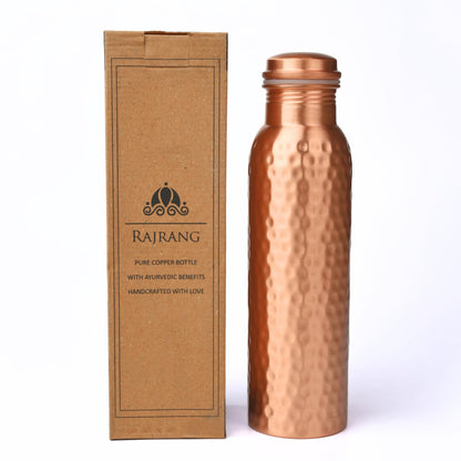 RAJRANG Hammered Copper Water Bottle 34 oz Ayurveda Health Vessel Leak Proof Design Pitcher for Sport Fitness Yoga 1000 ml - Renee Lane Company