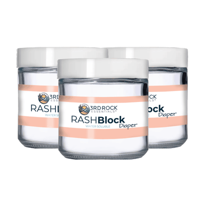 Set of RASHBlock Diaper water-soluble ointment jars, front view