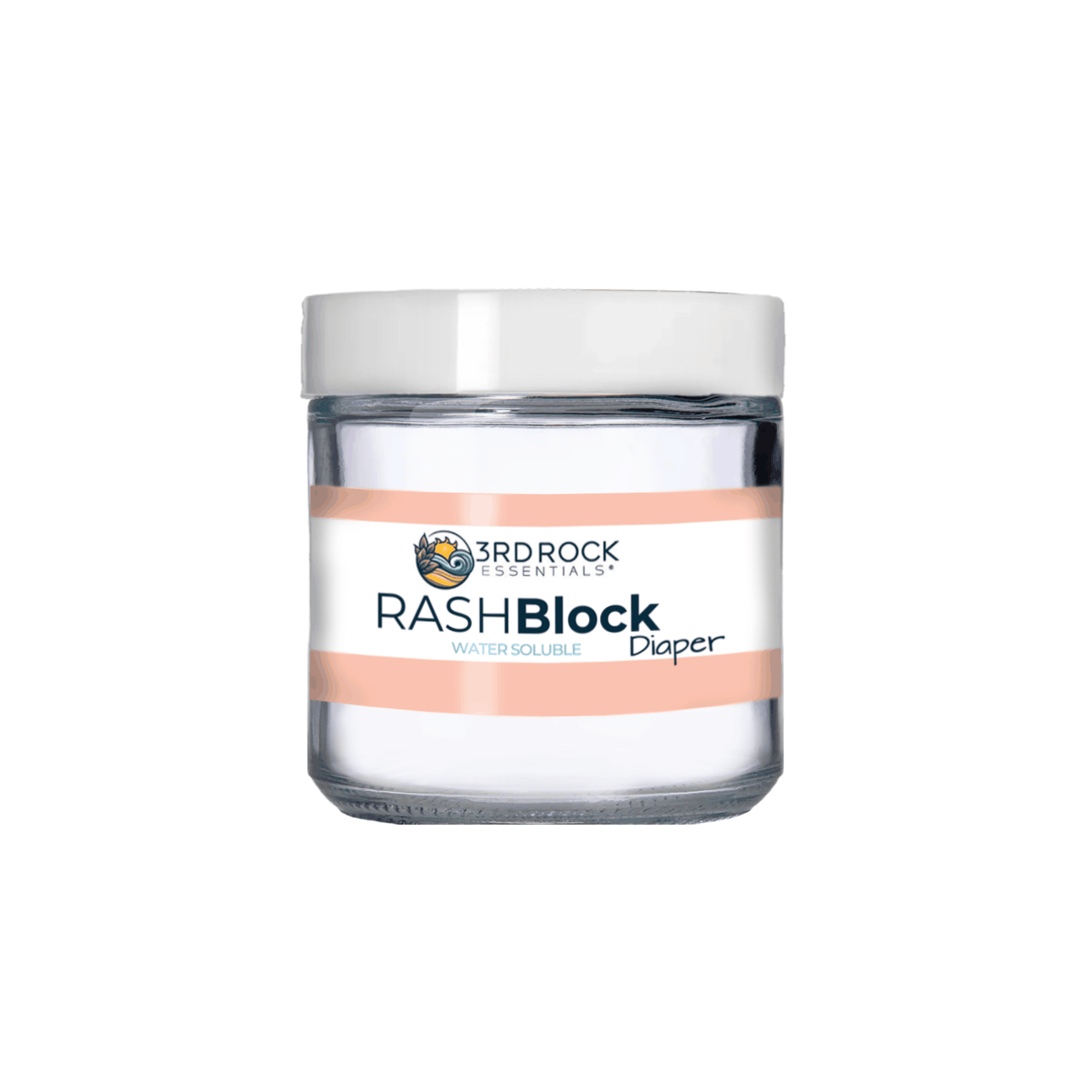 RASHBlock Diaper water-soluble ointment jar, front label view