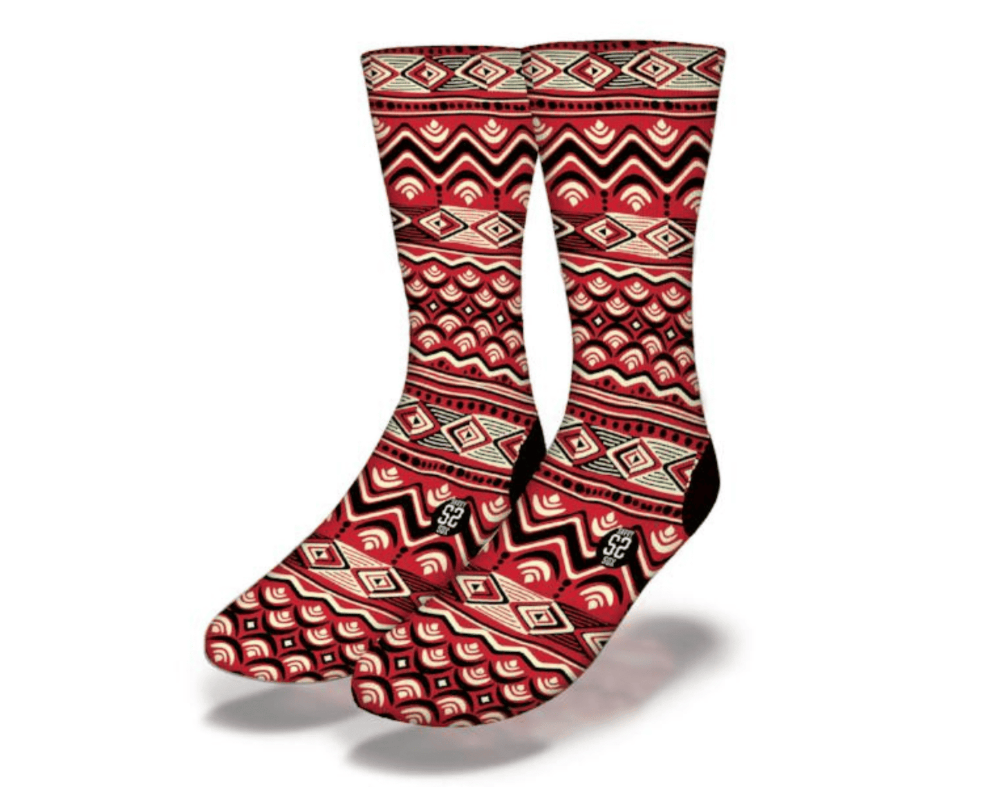 RED HOT ZIG ZAG African Tribal Pattern Socks - Renee Lane Company