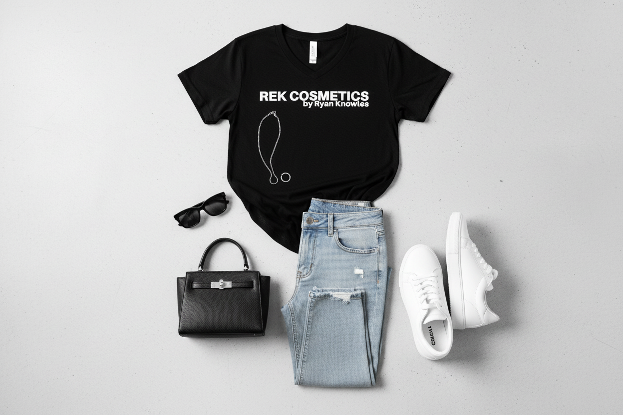 REK Cosmetics by Ryan Knowles V-neck Women's T-shirt | REK Cosmetics - Renee Lane Company