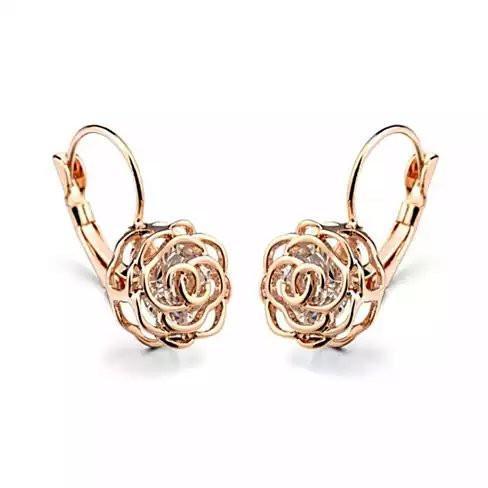 ROSE IS A ROSE 18kt Rose Crystal Earrings In White Yellow And Rose Gold Plating - Renee Lane Company