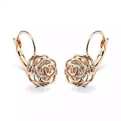 ROSE IS A ROSE 18kt Rose Crystal Earrings In White Yellow And Rose Gold Plating - Renee Lane Company