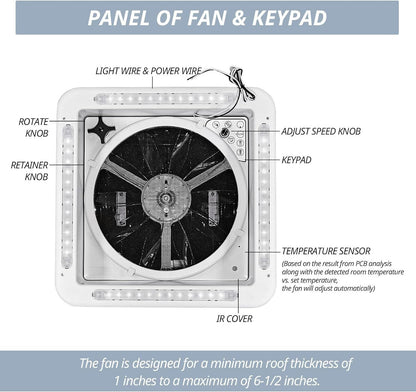 RV Roof Vent Fan 14",Continuously Variable Reversible 12V Remote Control Trailer Roof Vent Low Noise with Rain Sensor,UV Protection,Thermostat for Camper,Travel,Cargo Trailer - Renee Lane Company