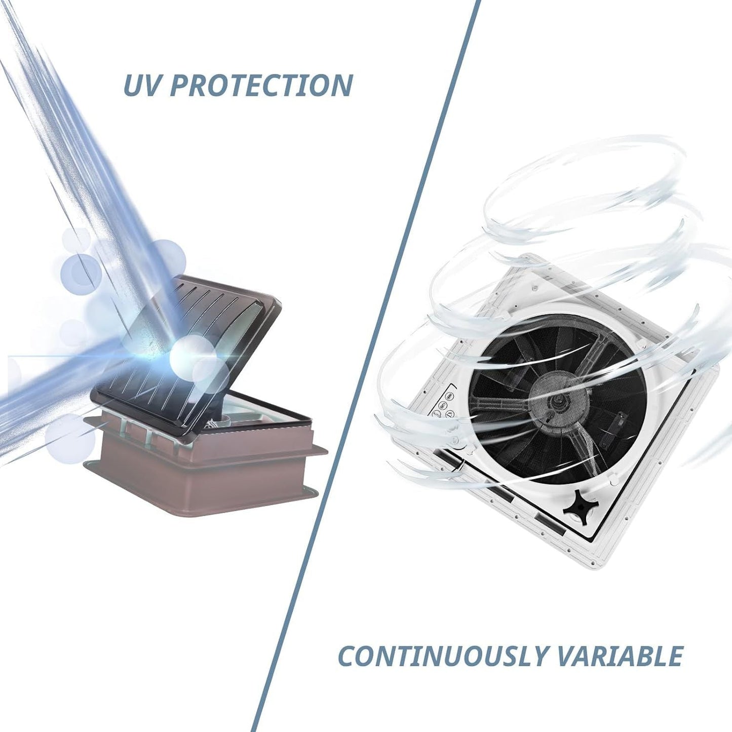 RV Roof Vent Fan 14",Continuously Variable Reversible 12V Remote Control Trailer Roof Vent Low Noise with Rain Sensor,UV Protection,Thermostat for Camper,Travel,Cargo Trailer - Renee Lane Company