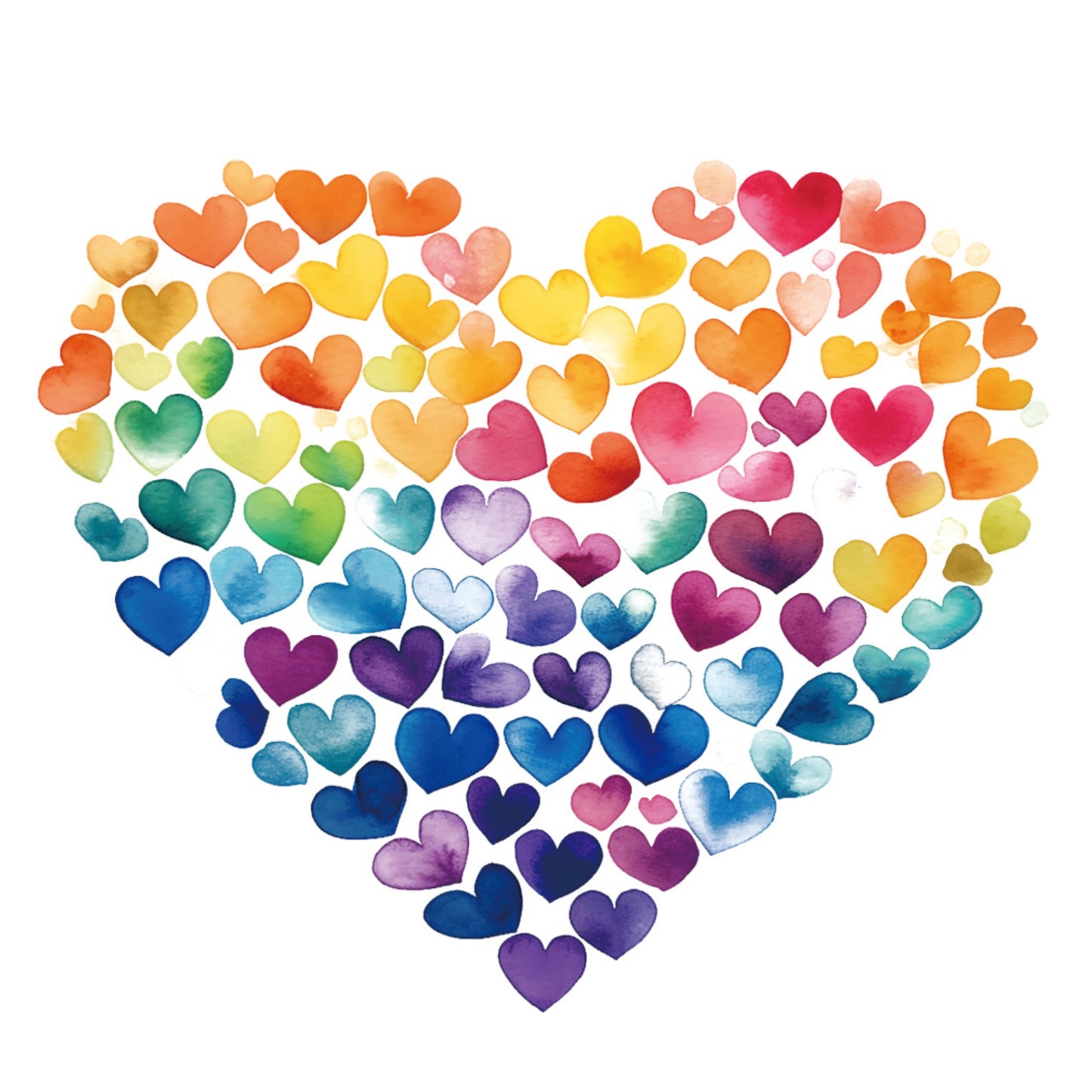 Temporary tattoo sleeve with multicolor heart pattern in a heart shape