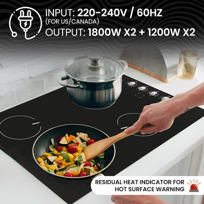 Ramblewood 4 Burner 30" Electric Cooktop, EC4-60, UL rated German EGO burner - Renee Lane Company