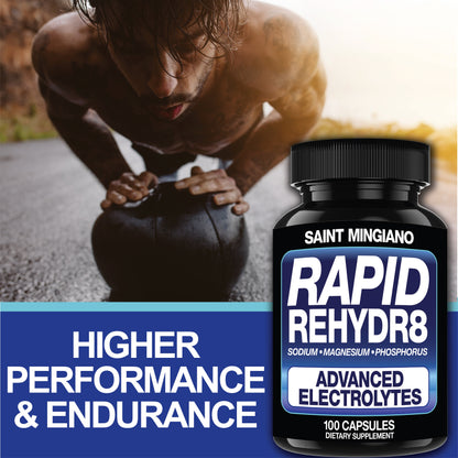 Rapid Rehydr8 Electrolyte Supplements 100 Capsules – Aid in The Prevention of Cramping and Supports Muscle Endurance and Recovery - Renee Lane Company