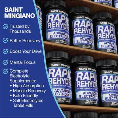 Rapid Rehydr8 Electrolyte Supplements 100 Capsules – Aid in The Prevention of Cramping and Supports Muscle Endurance and Recovery - Renee Lane Company