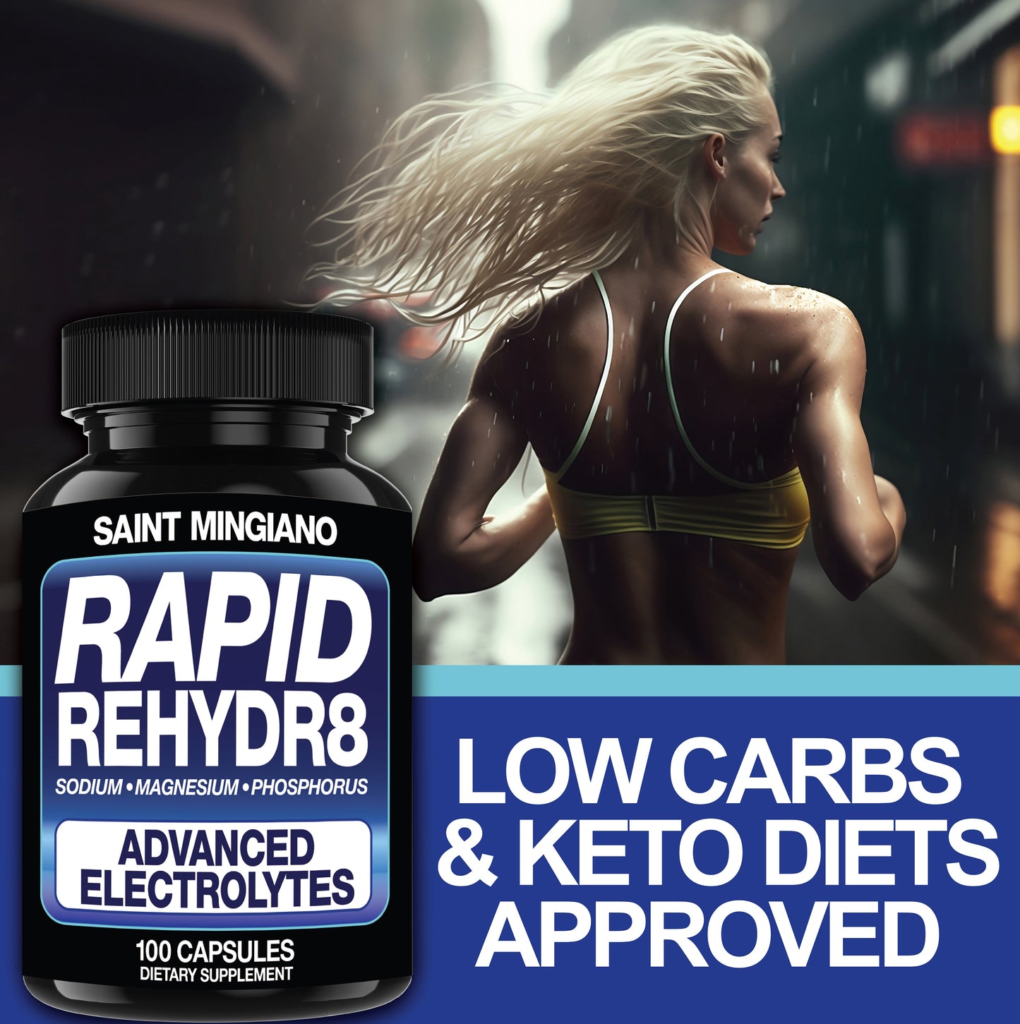 Rapid Rehydr8 Electrolyte Supplements 100 Capsules – Aid in The Prevention of Cramping and Supports Muscle Endurance and Recovery - Renee Lane Company