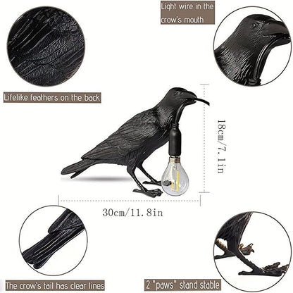 Raven Table Lamp Birds Desk Lamp Resin Crow Wall Sconce Creative Night Light Modern Art Fixture For Living Room Bedside Bedroom Office Study Dorm Decor With US Plug, Black /White(Bulb Included) - Renee Lane Company