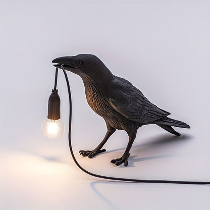 Raven Table Lamp Birds Desk Lamp Resin Crow Wall Sconce Creative Night Light Modern Art Fixture For Living Room Bedside Bedroom Office Study Dorm Decor With US Plug, Black /White(Bulb Included) - Renee Lane Company