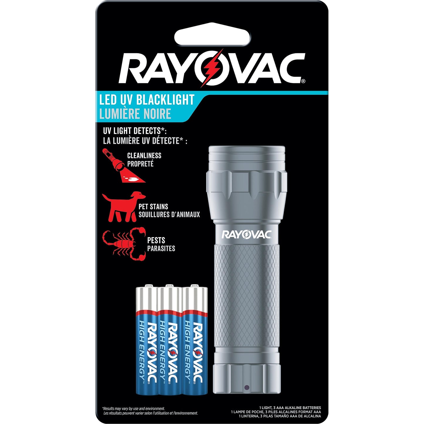 Rayovac UV Flashlight Black Light Ultraviolet Light for Detecting Pet Stains and Auto Leaks Flash Light with AAA Batteries Included Pack of 1 - Renee Lane Company