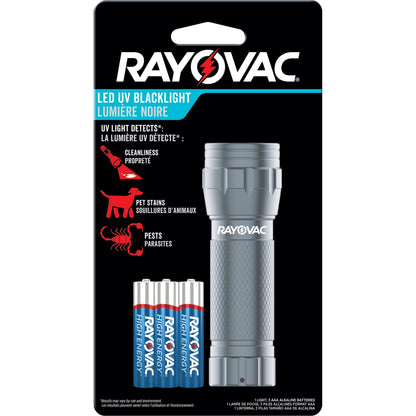 Rayovac UV Flashlight Black Light Ultraviolet Light for Detecting Pet Stains and Auto Leaks Flash Light with AAA Batteries Included Pack of 1 - Renee Lane Company