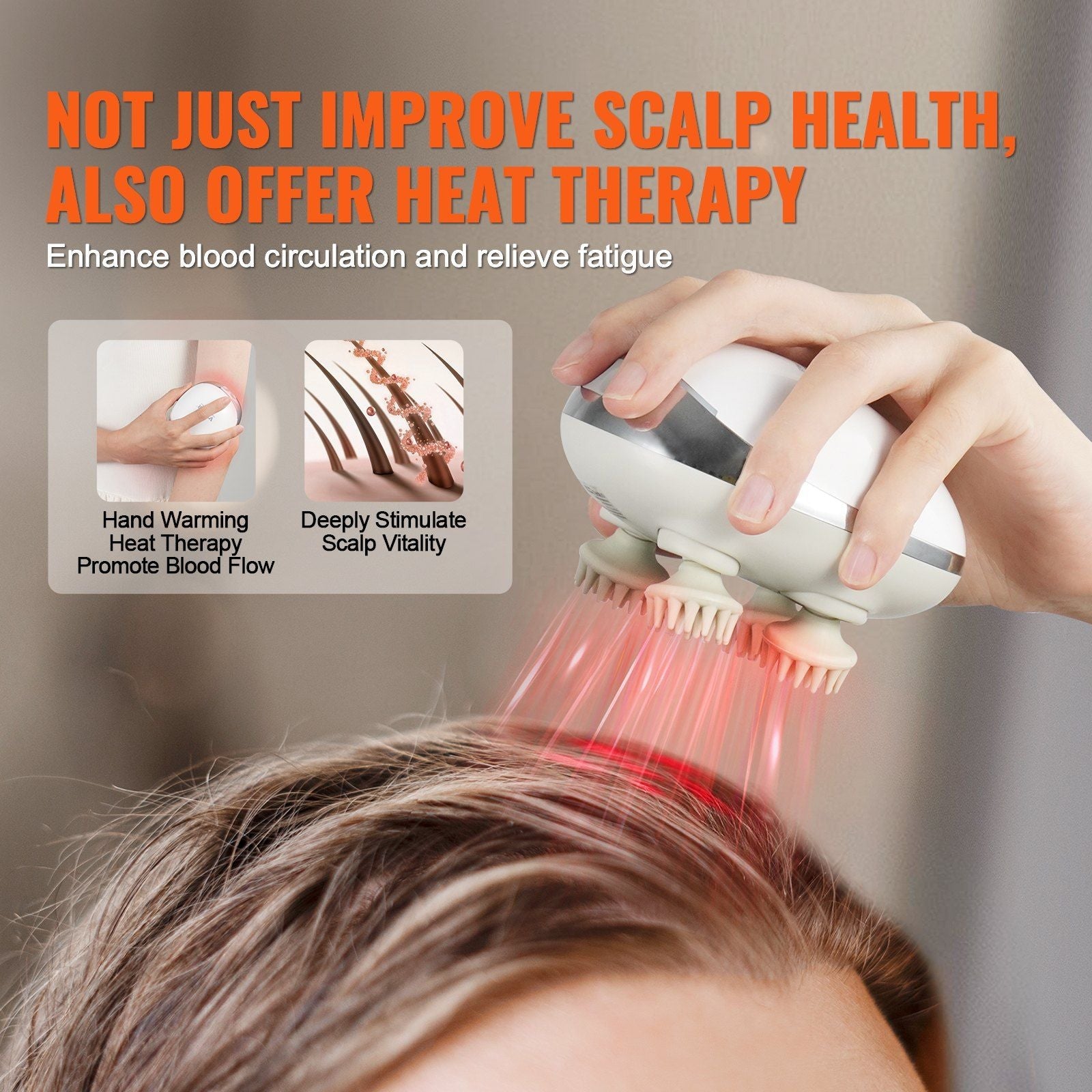 Rechargeable VEVOR Electric Scalp Massager with Heat - Waterproof Head Massager for Hair Growth & Stress Relief - Renee Lane Company