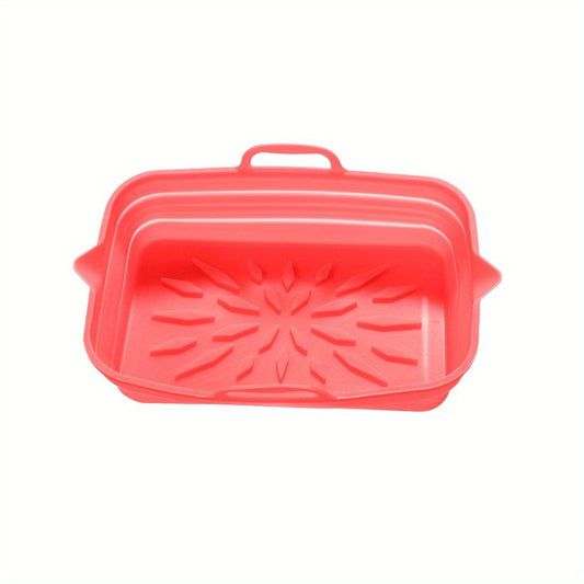 Rectangular Air Fryer Liners; Foldable Silicone Tray; Air Fryer Accessories; Reusable Grill Plate; Heat Resistant Microwave Silicone Plate; Home Kitchen Items - Renee Lane Company