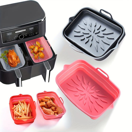 Rectangular Air Fryer Liners; Foldable Silicone Tray; Air Fryer Accessories; Reusable Grill Plate; Heat Resistant Microwave Silicone Plate; Home Kitchen Items - Renee Lane Company