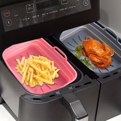 Rectangular Air Fryer Liners; Foldable Silicone Tray; Air Fryer Accessories; Reusable Grill Plate; Heat Resistant Microwave Silicone Plate; Home Kitchen Items - Renee Lane Company
