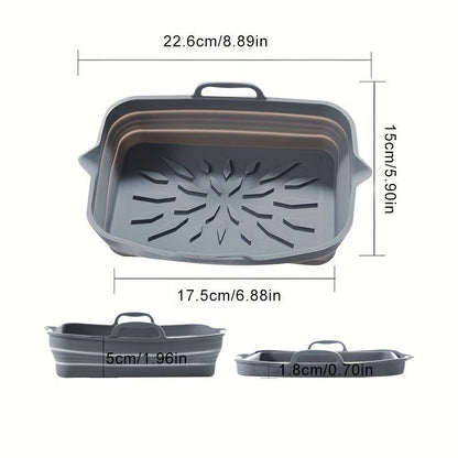 Rectangular Air Fryer Liners; Foldable Silicone Tray; Air Fryer Accessories; Reusable Grill Plate; Heat Resistant Microwave Silicone Plate; Home Kitchen Items - Renee Lane Company