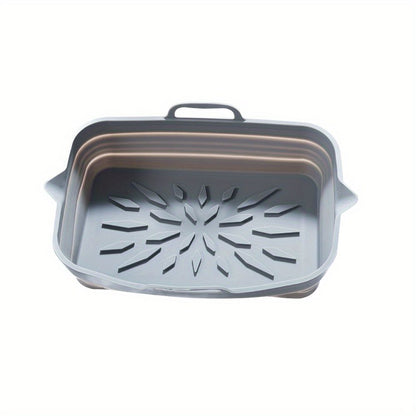 Rectangular Air Fryer Liners; Foldable Silicone Tray; Air Fryer Accessories; Reusable Grill Plate; Heat Resistant Microwave Silicone Plate; Home Kitchen Items - Renee Lane Company