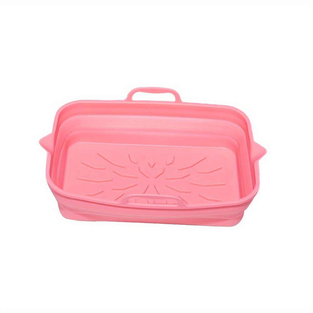 Rectangular Air Fryer Liners; Foldable Silicone Tray; Air Fryer Accessories; Reusable Grill Plate; Heat Resistant Microwave Silicone Plate; Home Kitchen Items - Renee Lane Company