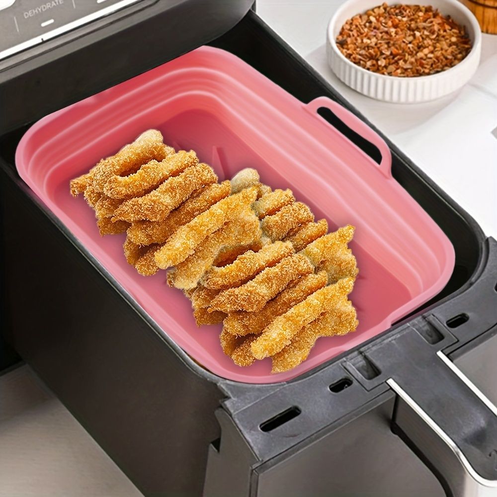 Rectangular Air Fryer Liners; Foldable Silicone Tray; Air Fryer Accessories; Reusable Grill Plate; Heat Resistant Microwave Silicone Plate; Home Kitchen Items - Renee Lane Company