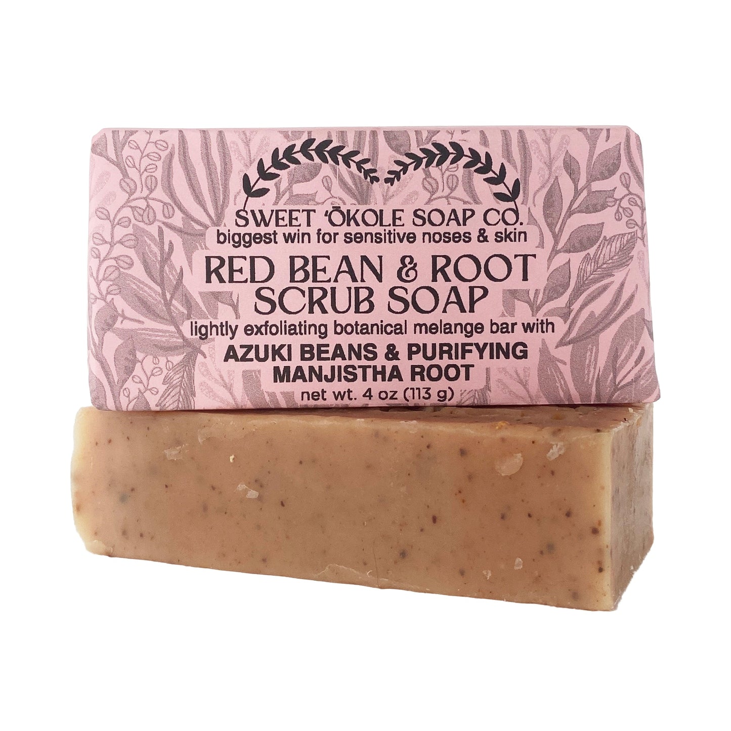 Red Bean & Root Soap, Zero Waste Gentle Exfoliant Scrub Bar - Renee Lane Company