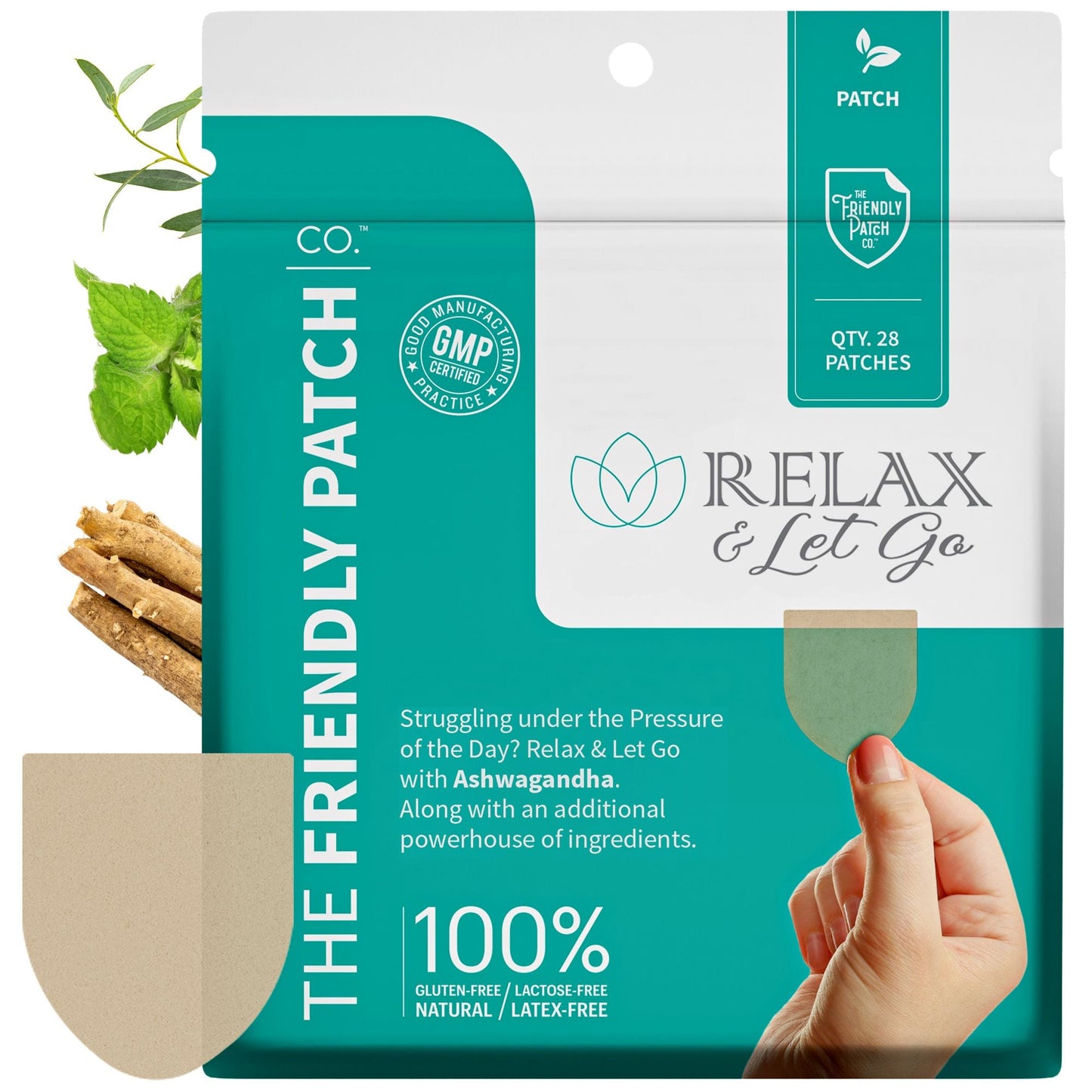 Relax & Let Go Zen Stress Patches with Ashwagandha, L-Theanine, GABA - 28 Patches - Renee Lane Company