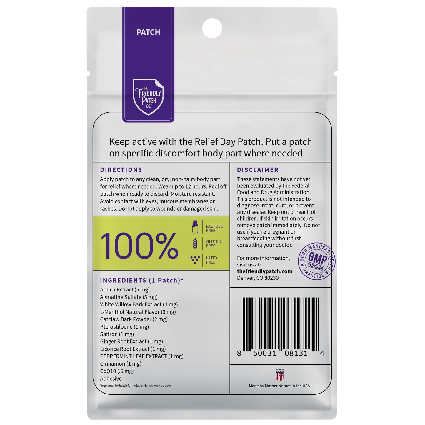 Relief Day Pain Patches: Sustained Arnica & Willow Bark Patches - 8 pack - Renee Lane Company