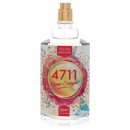 Tester cologne bottle with gold spray cap, colorful 4711 Remix Cologne label