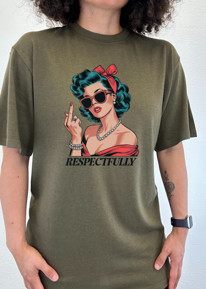 Respectfully Middle Finger Unisex Bamboo/Cotton Graphic T-Shirt - Renee Lane Company