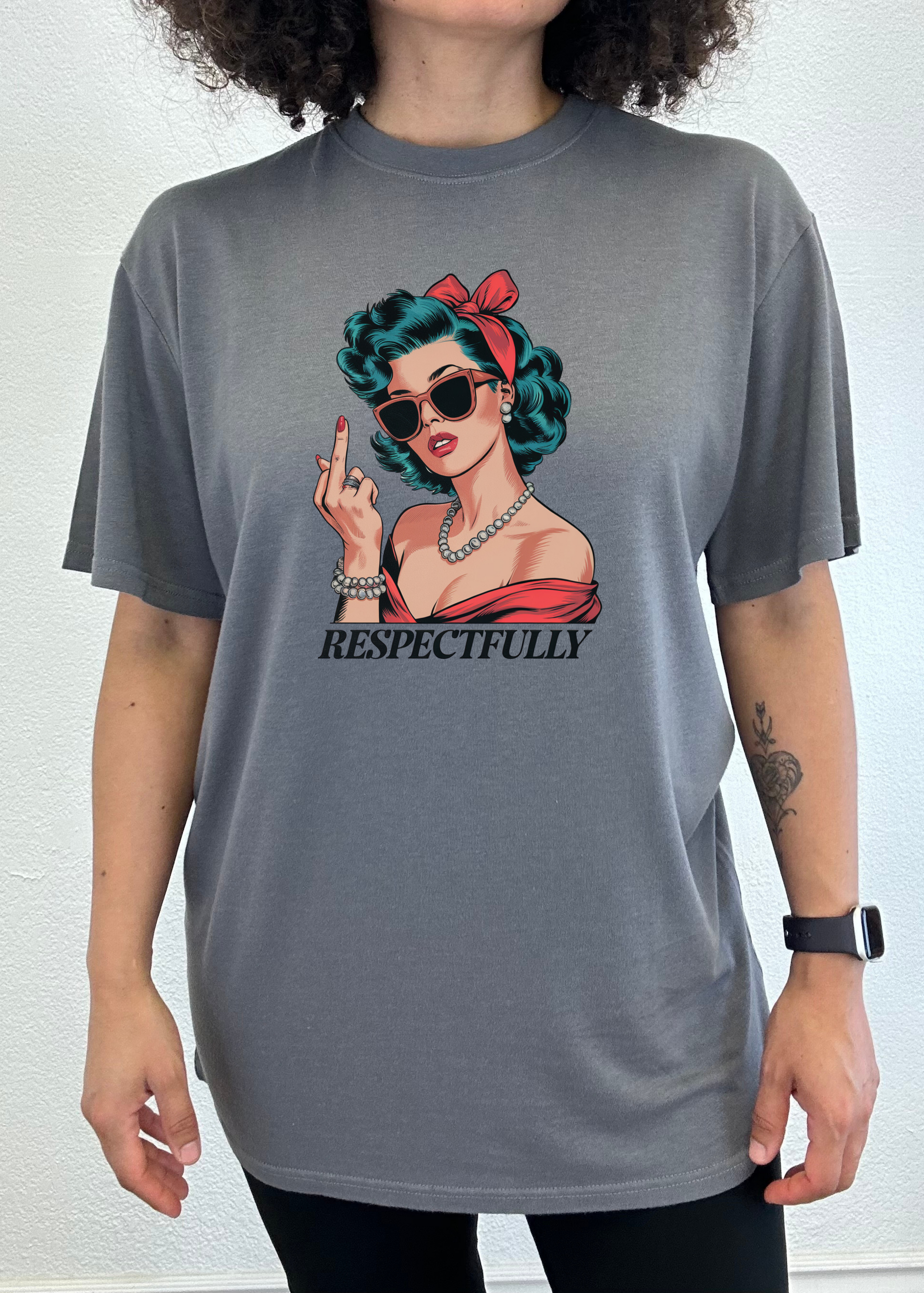 Respectfully Middle Finger Unisex Bamboo/Cotton Graphic T-Shirt - Renee Lane Company