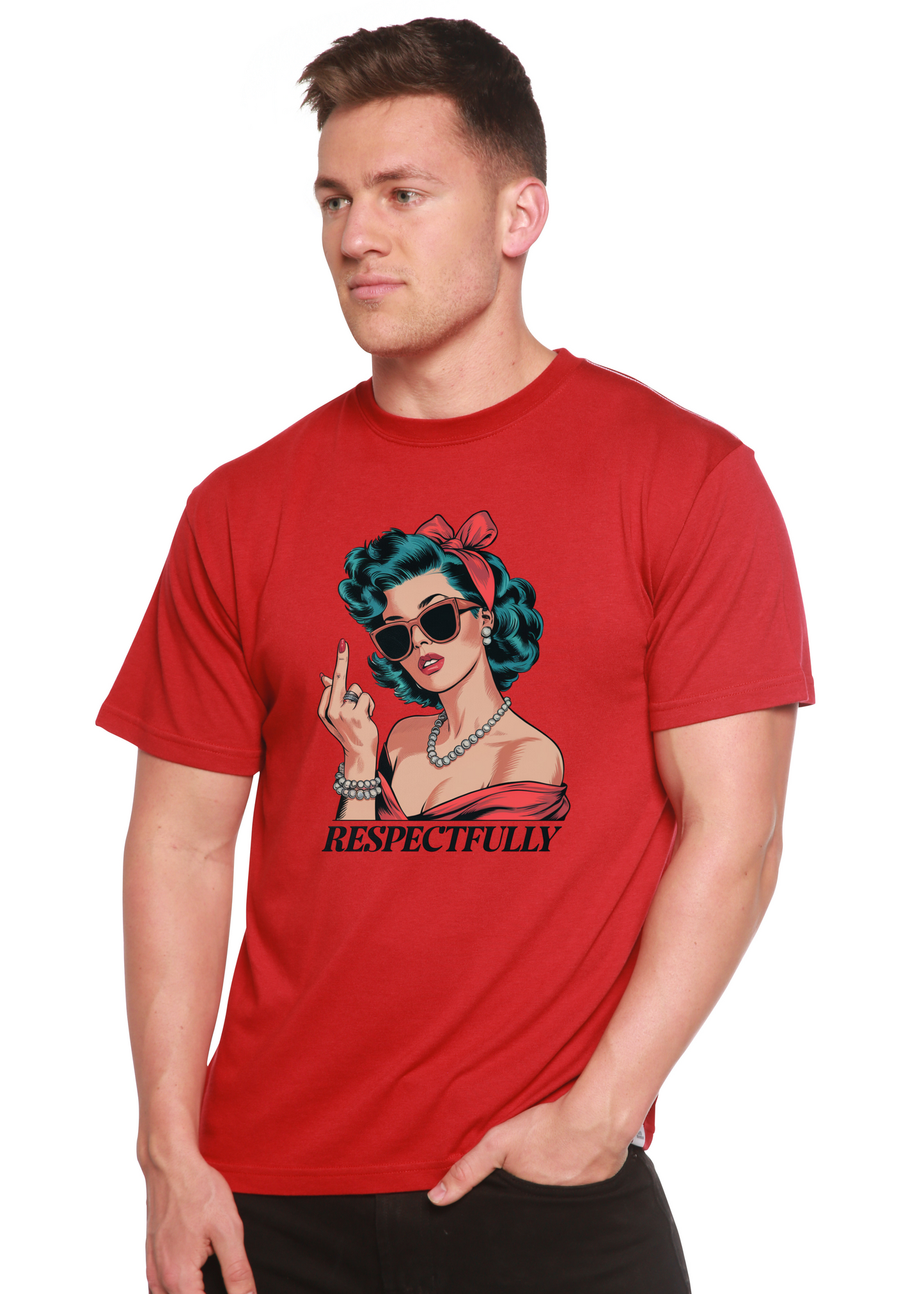 Respectfully Middle Finger Unisex Bamboo/Cotton Graphic T-Shirt - Renee Lane Company