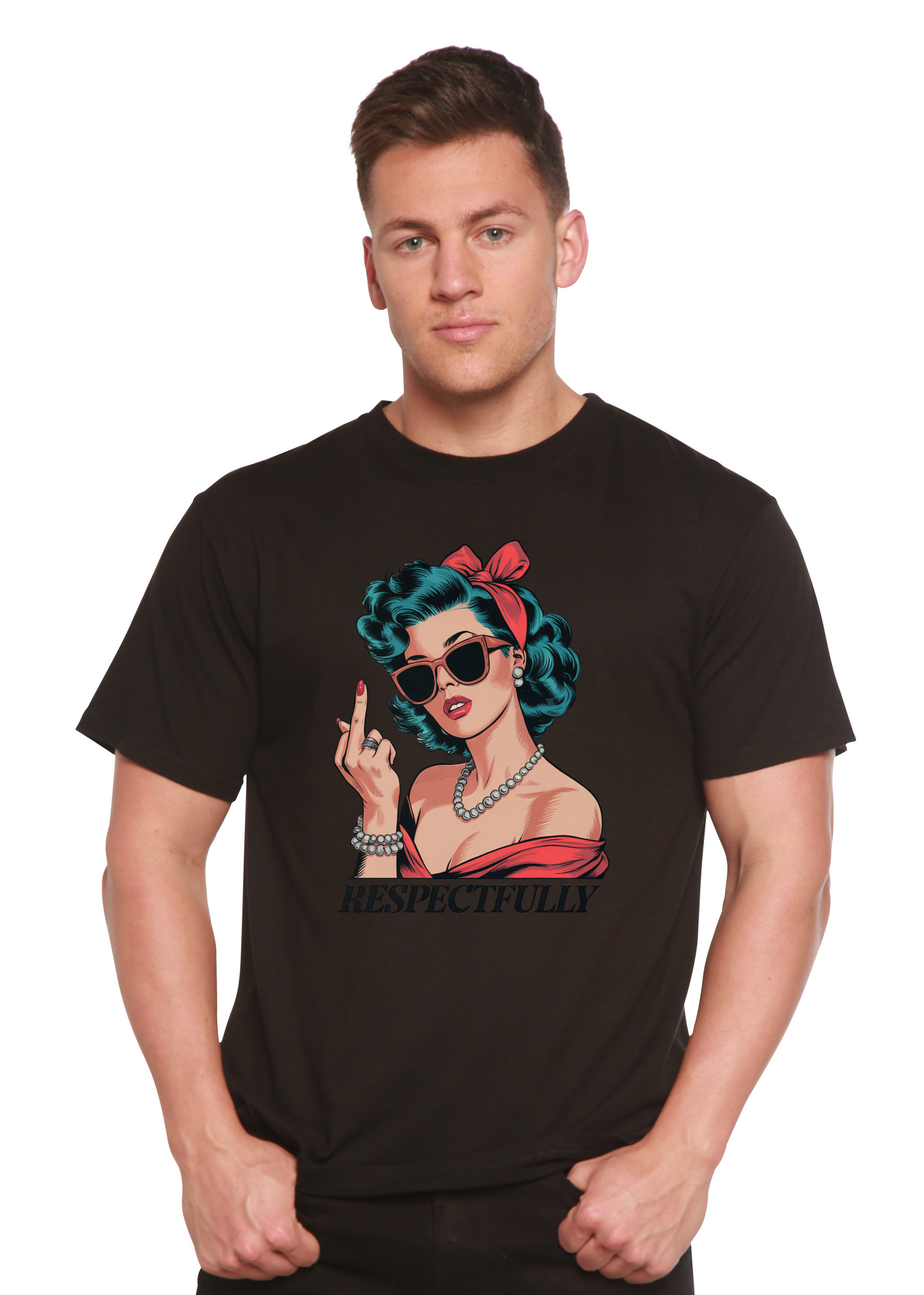 Respectfully Middle Finger Unisex Bamboo/Cotton Graphic T-Shirt - Renee Lane Company