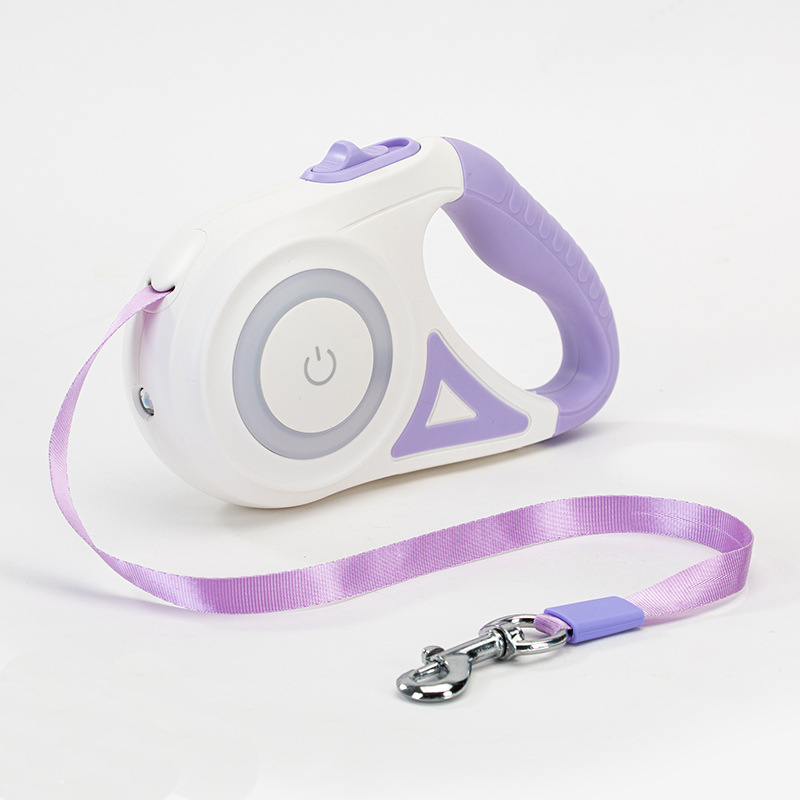 Retractable Dog Leash With LED Flash Light; Adjustable Tractor Rope For Outdoor; No Batteries; length 3m - Renee Lane Company