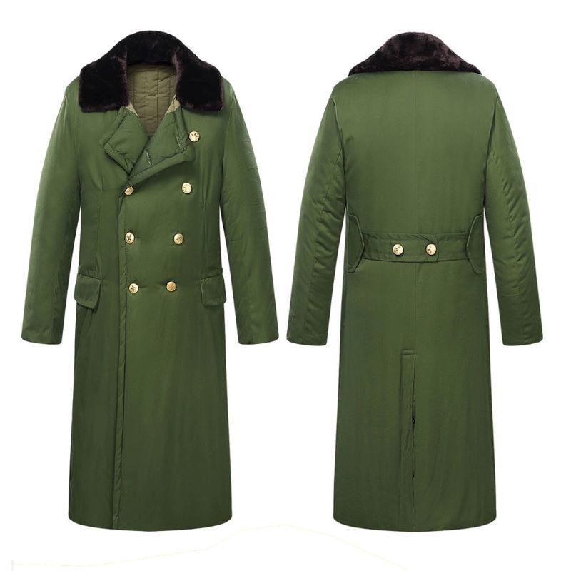 Retro Northeast Men's Winter Thick Long Trench Coat Jacket Military Coat - Renee Lane Company