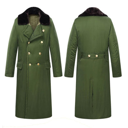 Retro Northeast Men's Winter Thick Long Trench Coat Jacket Military Coat - Renee Lane Company