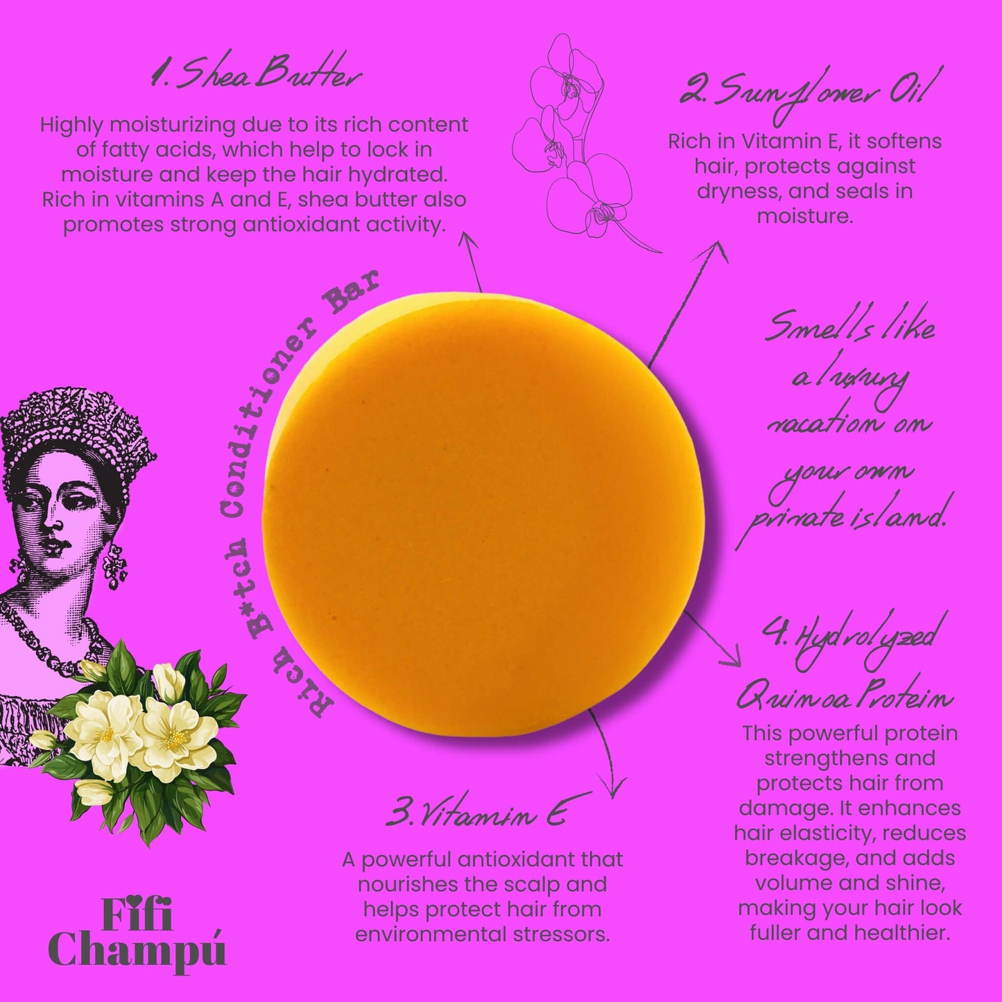 Rich B*tch Conditioner Bar: Luxuriously Nourishing for Dry, Thirsty Hair - Renee Lane Company