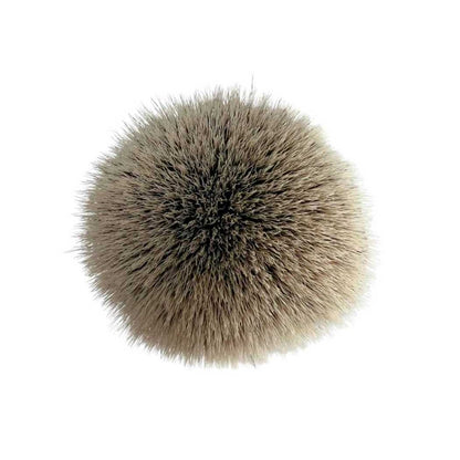 Shaving brush head with dense dark bristles and round shape