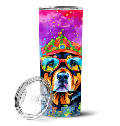 Rottweiler Hippie Dawg Stainless Steel Skinny Tumbler Vacuum Double Walled Reusable Insulated Tumbler Travel Cup for Coffee Cocktails Gift with Lid, 20 oz - Renee Lane Company