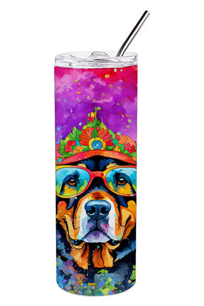 Rottweiler Hippie Dawg Stainless Steel Skinny Tumbler Vacuum Double Walled Reusable Insulated Tumbler Travel Cup for Coffee Cocktails Gift with Lid, 20 oz - Renee Lane Company