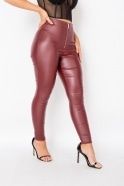 Rust Faux Leather Skinny Trousers - Renee Lane Company