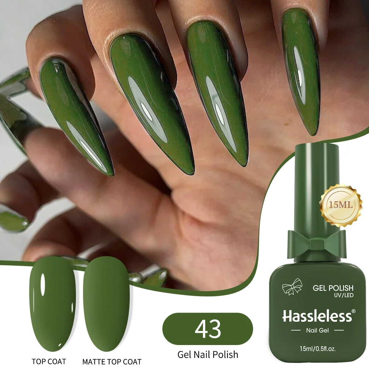 Single-use 15ml gel nail polish, convenient for home or salon manicures, easy to remove.