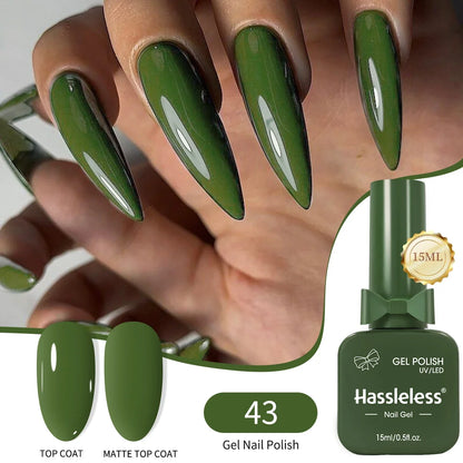 Single-use 15ml gel nail polish, convenient for home or salon manicures, easy to remove.