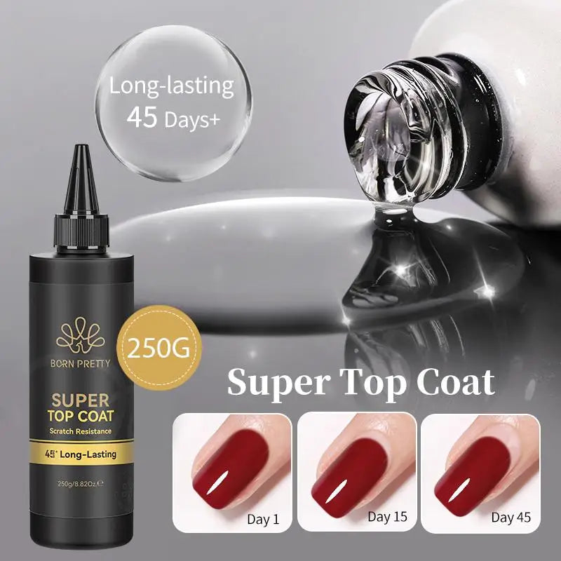 BORN PRETTY 250g Super Top Coat Professional Nail Art Soak Off Top Coat Long-lasting Anti-Stain Functional Gel Polish
